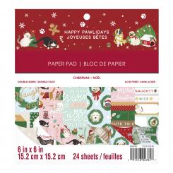 Craft Smith Design-Papierblock 15,2 x 15,2cm (24 Blatt) - Happy Pawlidays 