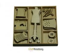 CraftEmotions Laser Cut Holzornament Couture nr 1 - Körper 35 St. - Kasten 10,5 x 10,5 cm 