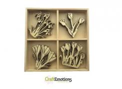CraftEmotions Laser Cut Holzornament Frühlingblumen 20 St. - Kasten 10,5 x 10,5 cm 