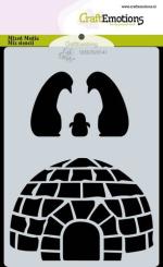 CraftEmotions Mask Stencil / Schablone Iglu und Pinguine A6 Carla Creaties 