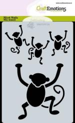 CraftEmotions Mask Stencil / Schablone Jungle - Affen A6 Carla Creaties 