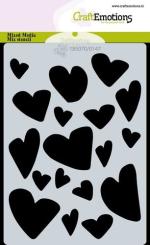 CraftEmotions Mask Stencil / Schablone Love Puns - Herzen A6 Carla Creaties 
