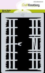 CraftEmotions Mask Stencil / Schablone Zäune auf der Wiese A6 Carla Creaties 