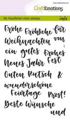 CraftEmotions Silikon Stempel Set A6 19tlg. - Handschrift - versch. Wörter Weihnacht 