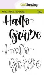 CraftEmotions Silikon Stempel Set A6 2tlg. - Handschrift - Hallo, Grüße 