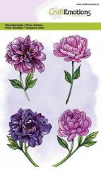 CraftEmotions Silikon Stempel Set A6 4tlg. - Pfingstrosen 