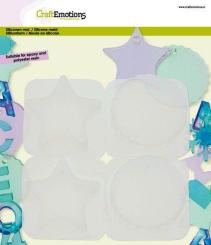 CraftEmotions Silikonform Dekoration Anhänger rund - Jakobsmuschel, Stern 16x15cm 