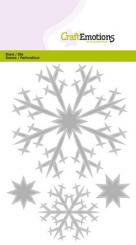 CraftEmotions Stanz- und Prägeschablone 4tlg - Eiskristalle, Schneeflocken groß 