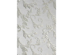 CreaPop Deko-Stoff Blätterranken geprägt grau + silber dunkelgrün 29cm x 1m 