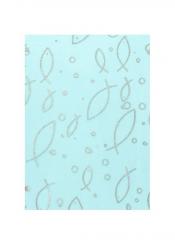 CreaPop Deko-Stoff Organza Fische gold/silber - hellblau 29cm x 1m 