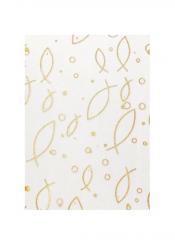 CreaPop Deko-Stoff Organza Fische gold/silber - weiss 29cm x 1m 