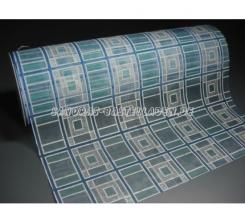 CreaPop Deko-Stoff Organza Grafik Blau-Türkis  29cm x 1m 