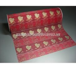 CreaPop Deko-Stoff Organza Herzen rot-bordeaux 29cm x 1m 