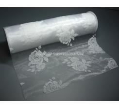 CreaPop Deko-Stoff Rosen beflockt weiss, 29cm x 1m 