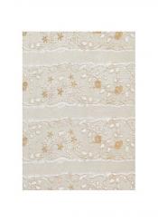 CreaPop Deko-Stoff Rosenbodüre weiss/gold 29cm x 1m 