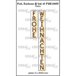 Crealies • Foil, Emboss & Ink It! Stempel - Frohe Weihnachten (Vertical) 