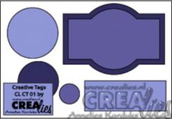 Crealies Creative Tags no. 01 Stanzschablone Satz Etikett 