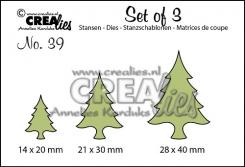 Crealies Set of 3 no. 39 Stanzschablone -  Weihnachtsbäume dünn 