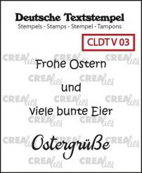 Crealies Silikon-Textstempel „Frohe Ostern und viele bunte Eier, Ostergrüsse“ 4-teilig 