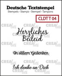 Crealies Silikon-Textstempel „Herzliches Beileid, In stillem Gedenken, Ich denke an Dich“ 3-teilig 