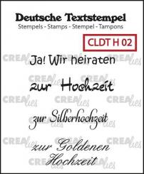 Crealies Silikon-Textstempel „Ja! Wir heiraten, zur Hochzeit, zur Silberhochzeit, zur Goldenen Hochzeit“ 4-teilig 