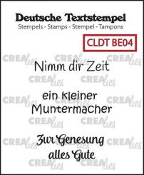 Crealies Silikon-Textstempel „Nimm dir Zeit, ein kleiner Muntermacher, Zur Genesung alles Gute“ 3-teilig 