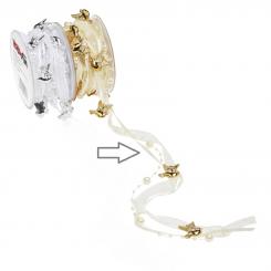 Creapop TRENDY-Band mit Perlen + Tauben, Rol. à 5 m, creme/gold 