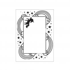 Darice Embossing - Prägeschablone 10,8x14,6cm Einhorn mit Regenbogenrand 