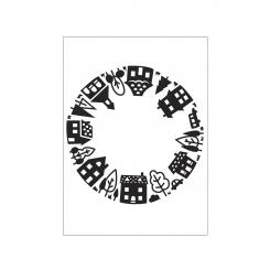 Darice Embossing - Prägeschablone 10,8x14,6cm Häuser Kreis 