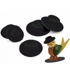 Deko- Hütchen 2 Stück / Velour schwarz 30mm , beflockt 