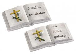 Dekofigur CREApop Buch mit Kreuz ca. 7 cm "Im stillen Gedenken"  
