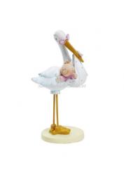 Dekofigur CREApop Storch mit BabyGirl ca. 11 cm 
