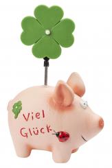 Dekofigur Glücks-Schweinchen mit Clip, 11,5 x 6 cm 