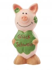 Dekofigur Glücks-Schweinchen mit Kleeblatt, 7,5 cm 
