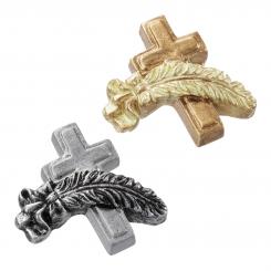 Dekofigur Kreuz m. Feder silber/schwarz ca. 3 cm, Btl. a 2 St. 