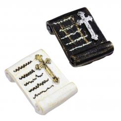 Dekofigur Mini Tafel m. Kreuz creme/gold ca. 3 cm Btl. a 2 St. 