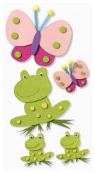 Dekosticker 3 D Filz-Sticker XXL, Schmetterling-Frosch 