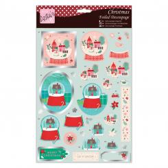 Docrafts 3D-Stanzbogen mit Silberfolie - Anita's - Schneekugel Pastell 