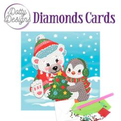 Dotty Designs Diamonds Karte 15 x 15cm - Malen mit Diamanten - Weihnachtsbär 