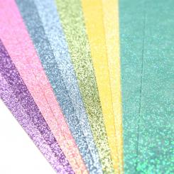 Dovecraft Glitterkarton Doppelseitig DIN A4  350g/m²  - 12 Bögen - Regenbogen Pastell 