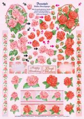 Dufex Metallgravur 3D Stanzbogen Freestyle Rosen 