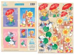 Dufex Metallgravur 3D Stanzbogen Kätzchen, Hase und Teddy 