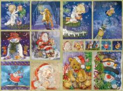 Dufex - Metallgravur Stickerbogen Weihnachtsteddys, -Männer und Engelchen 