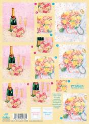 Dufex Pyramiden Stanzbogen Geburtstag, Sekt, Blumen 