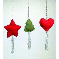 Efco 3 Ornamente Hänger Filz rot/grün 