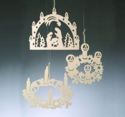 Efco Holz Hänger Weihnachts Design II / 3er Set 