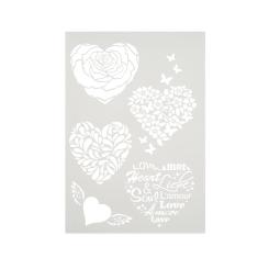 Efco Schablonen - Stencil transparent DIN A4 - Herzen 5-teilig 