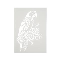 Efco Schablonen - Stencil transparent DIN A4 - Papagei und Blumen 1-teilig 