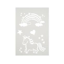 Efco Schablonen - Stencil transparent DIN A4 - Regenbogen und Einhorn 6-teilig 