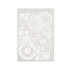 Efco Schablonen - Stencil transparent DIN A4 - Steampunk Zahnrad Zifferblatt 1-teilig 
